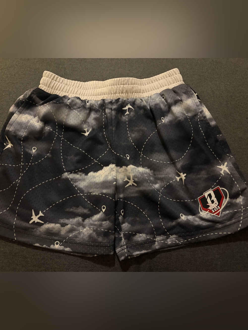 Baseball Lifestyle 101 Kids Navy Cloud & Airplane Print Athletic Shorts